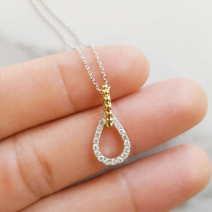 Two Tone Looping Accent Diamond Pendant