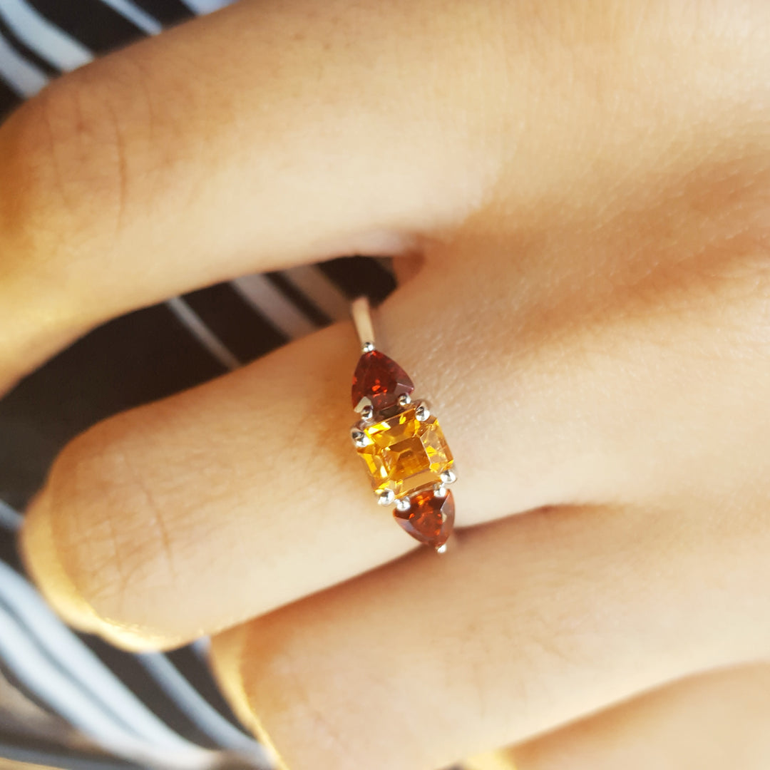 Sunset Colored Garnet Ring