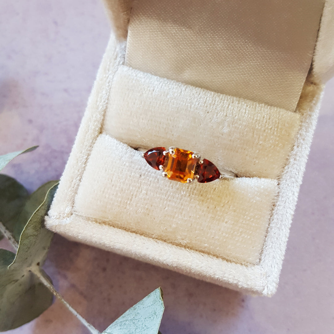 Sunset Colored Garnet Ring