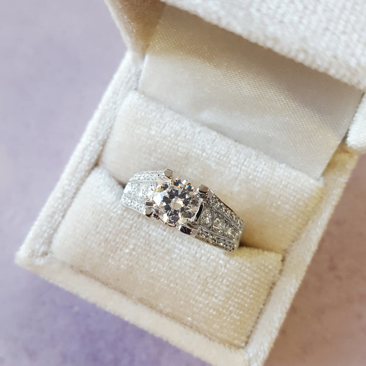 Modern Floating Diamond Engagement Ring