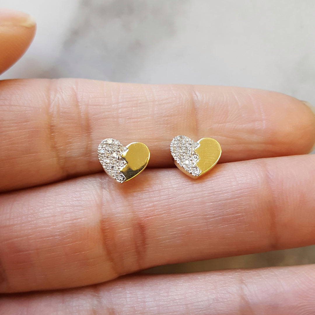 Split Diamond Heart Studs