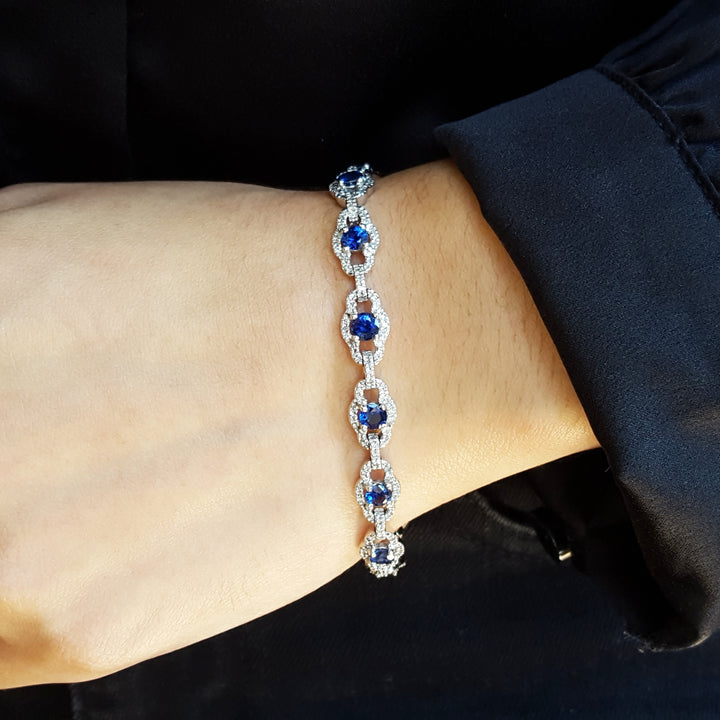 Vintage Inspired Blue Sapphire Tennis Bracelet