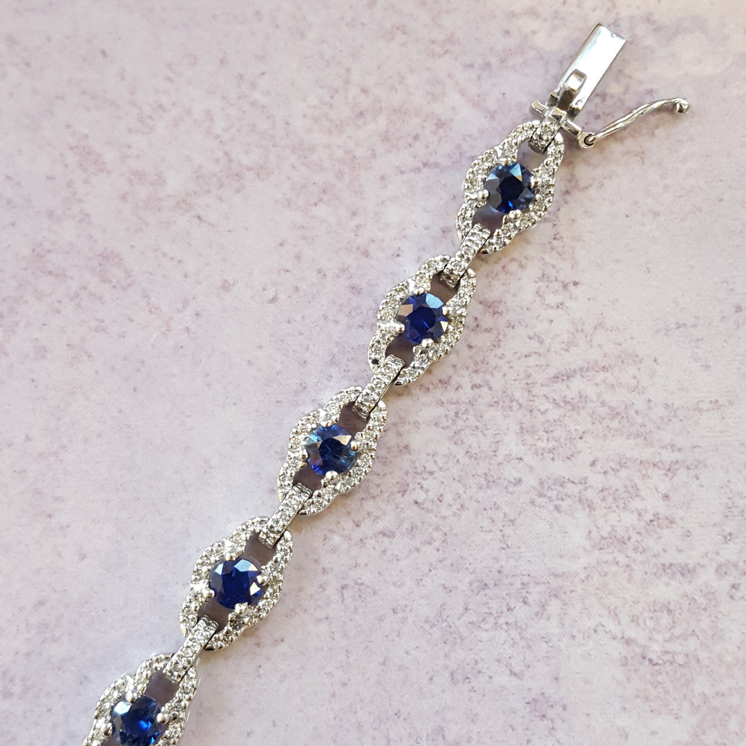 Vintage Inspired Blue Sapphire Tennis Bracelet