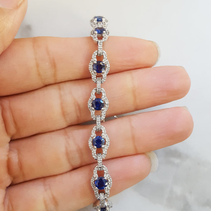 Vintage Inspired Blue Sapphire Tennis Bracelet