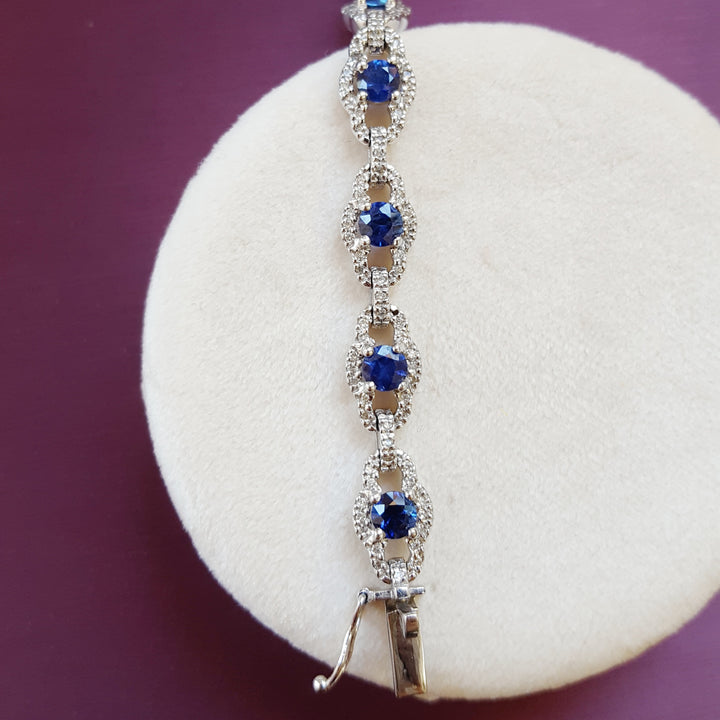 Vintage Inspired Blue Sapphire Tennis Bracelet