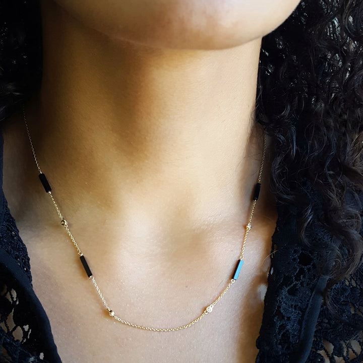 Black Onyx Station Necklace