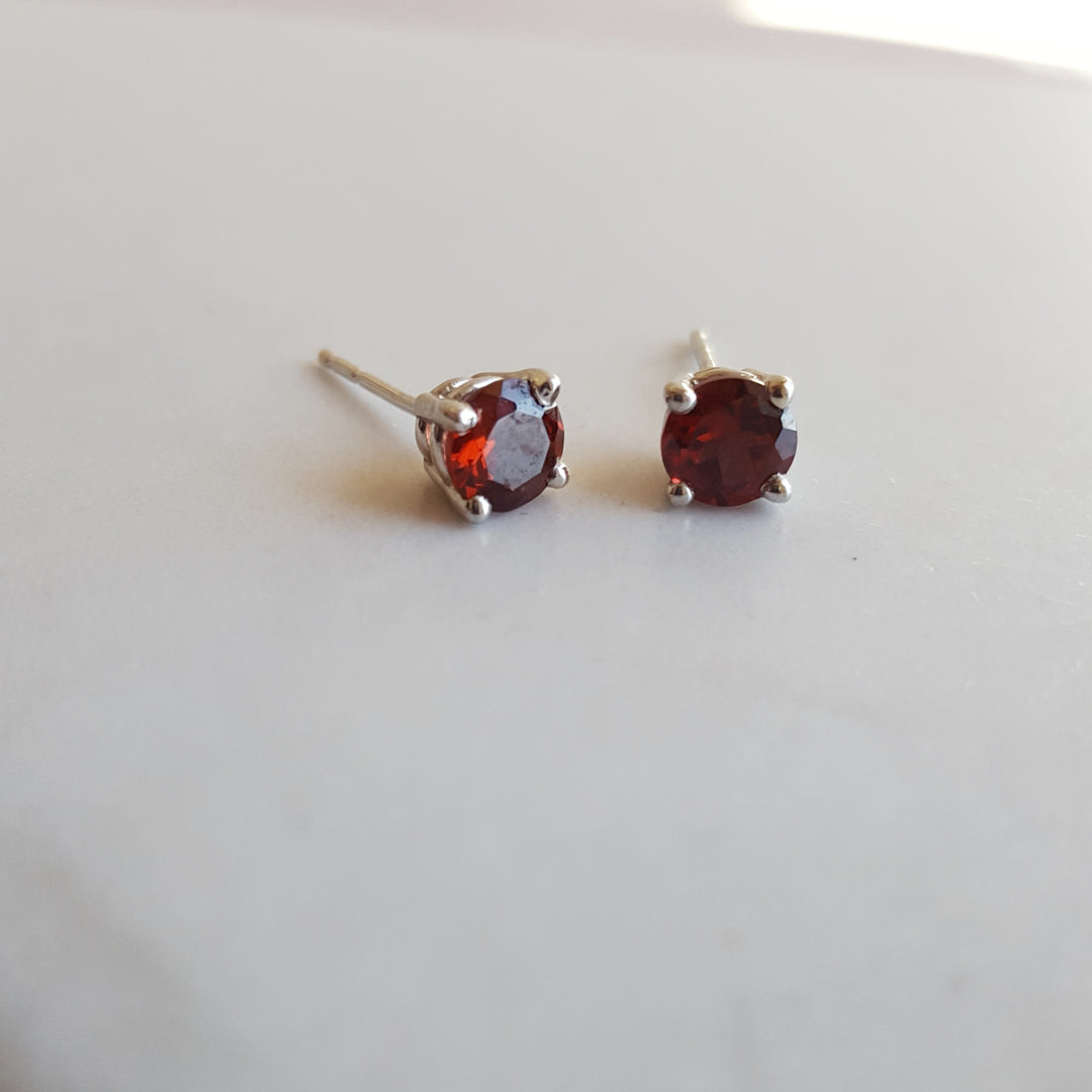 Birthstone Garnet Studs