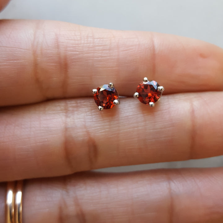 Birthstone Garnet Studs