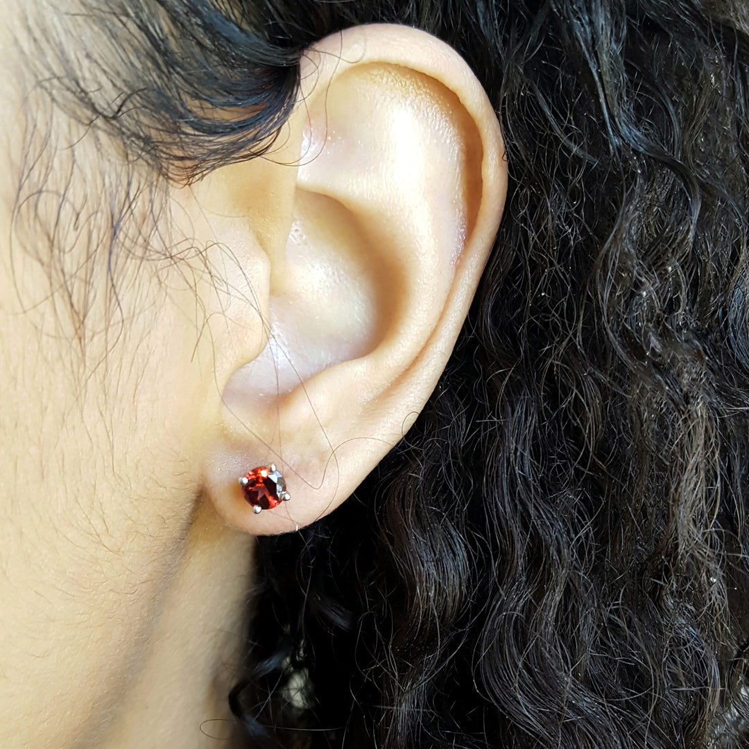 Birthstone Garnet Studs