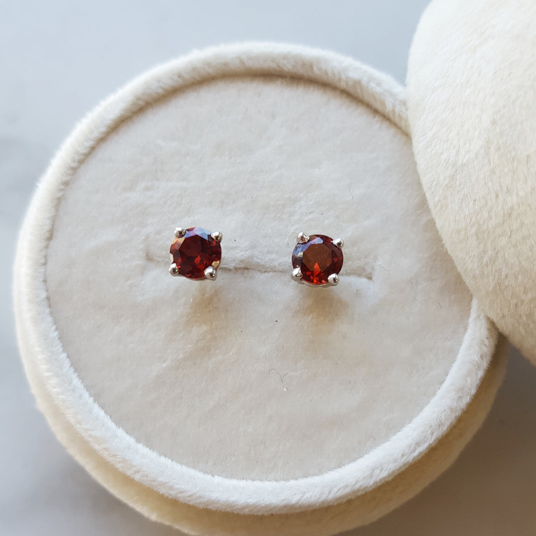 Birthstone Garnet Studs