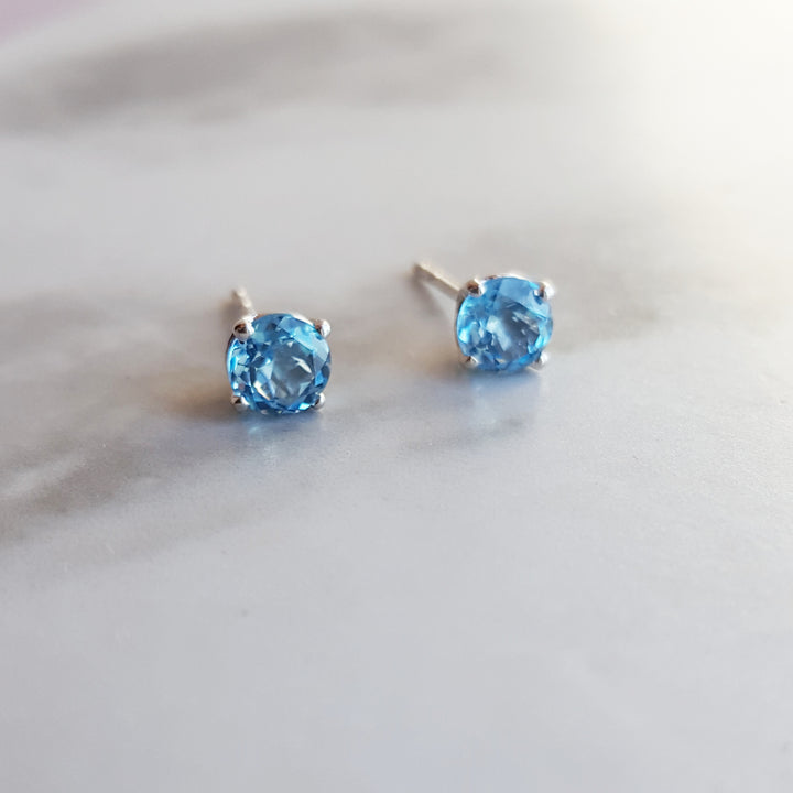 Blue Topaz Birthstone Studs