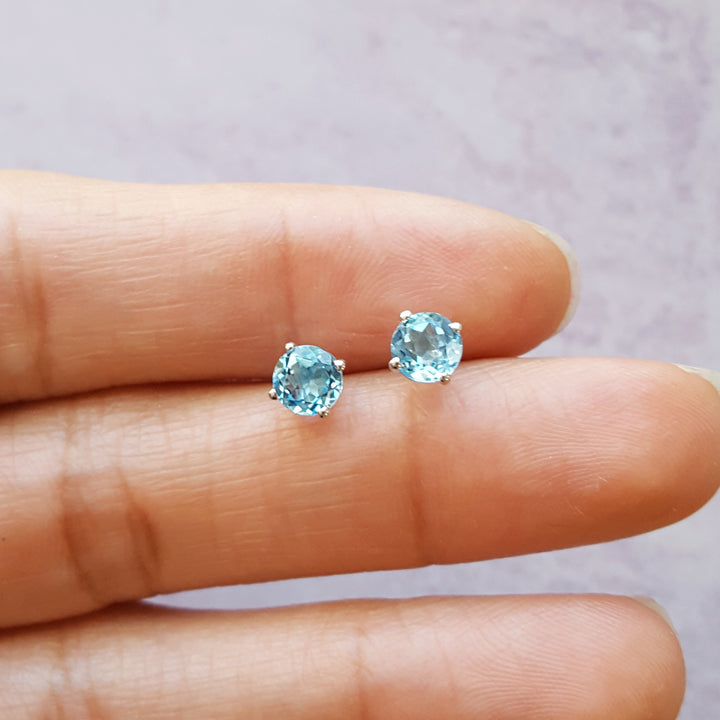 Blue Topaz Birthstone Studs