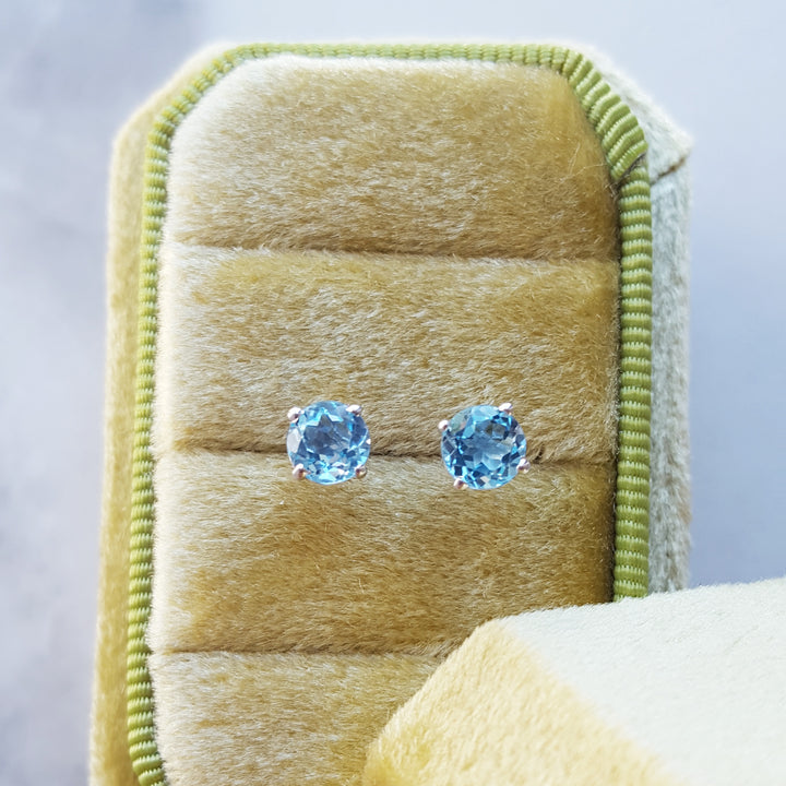 Blue Topaz Birthstone Studs