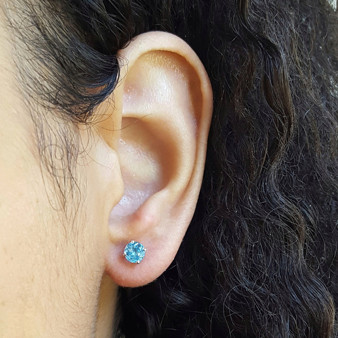 Blue Topaz Birthstone Studs