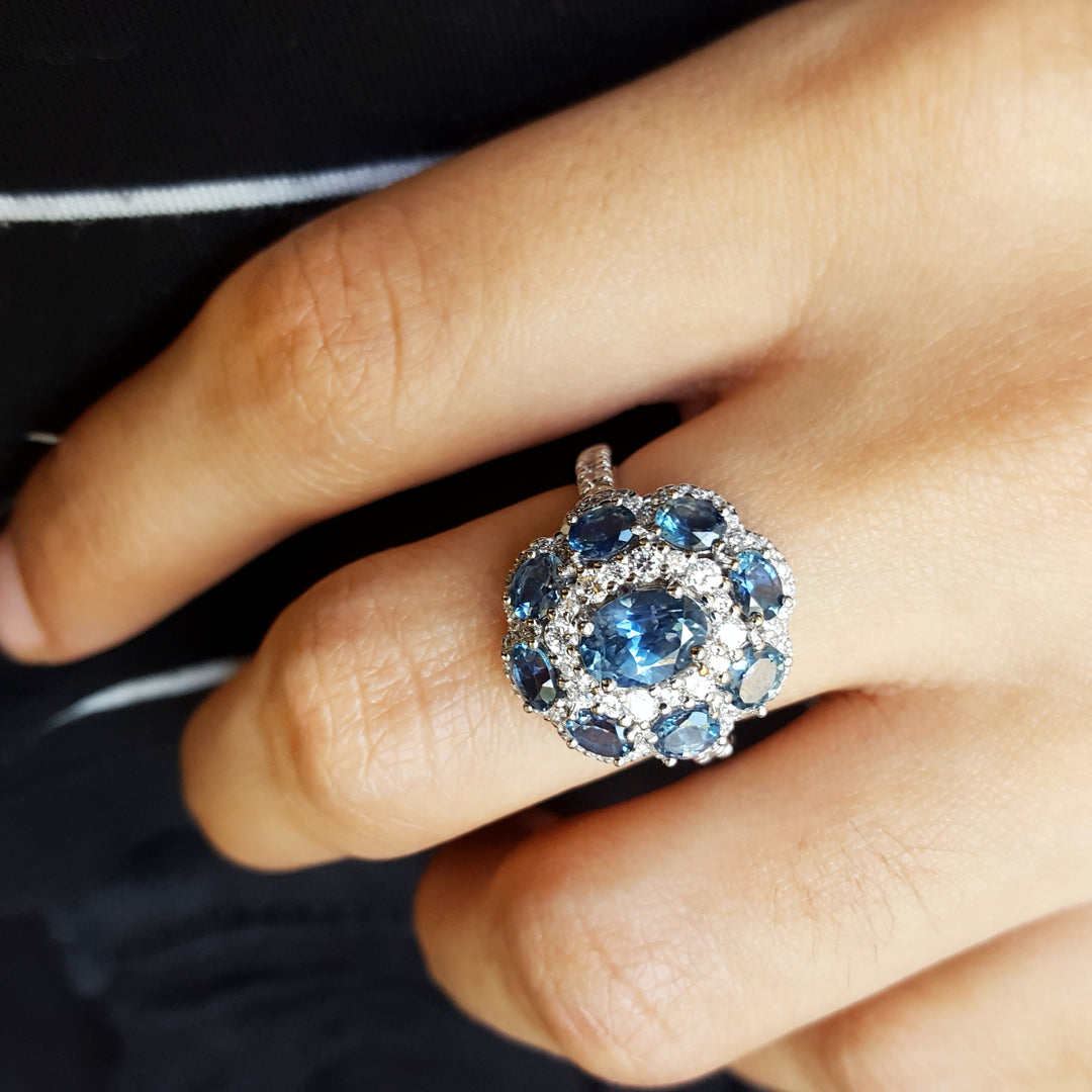 Montana Sapphire Flower Ring