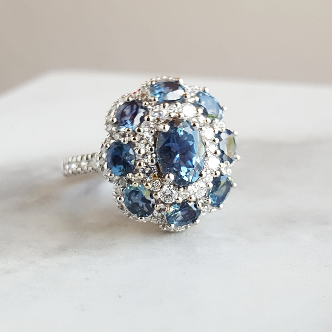 Montana Sapphire Flower Ring