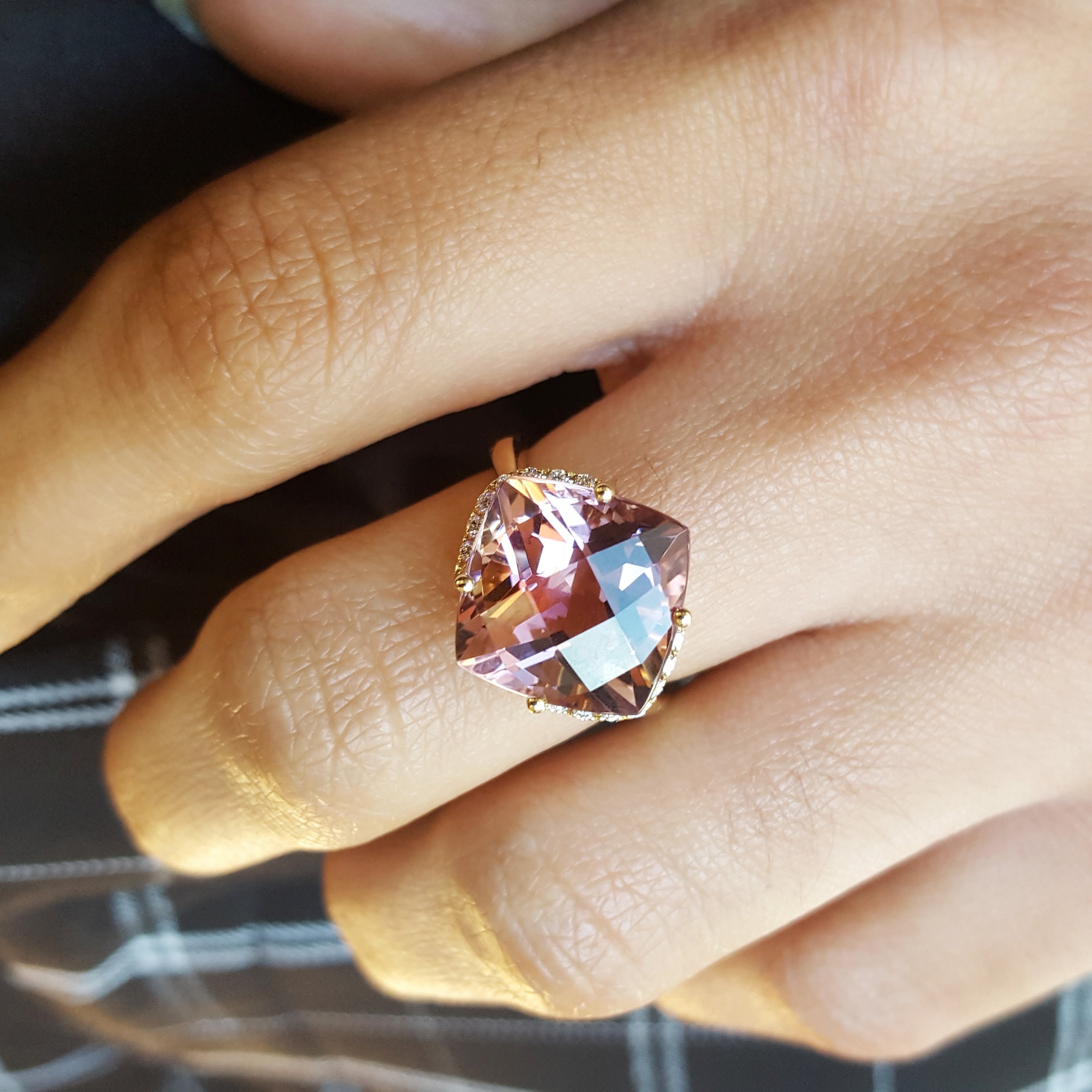 12.20 Ct Untreated purchases Cushion Cut Ametrine Ring