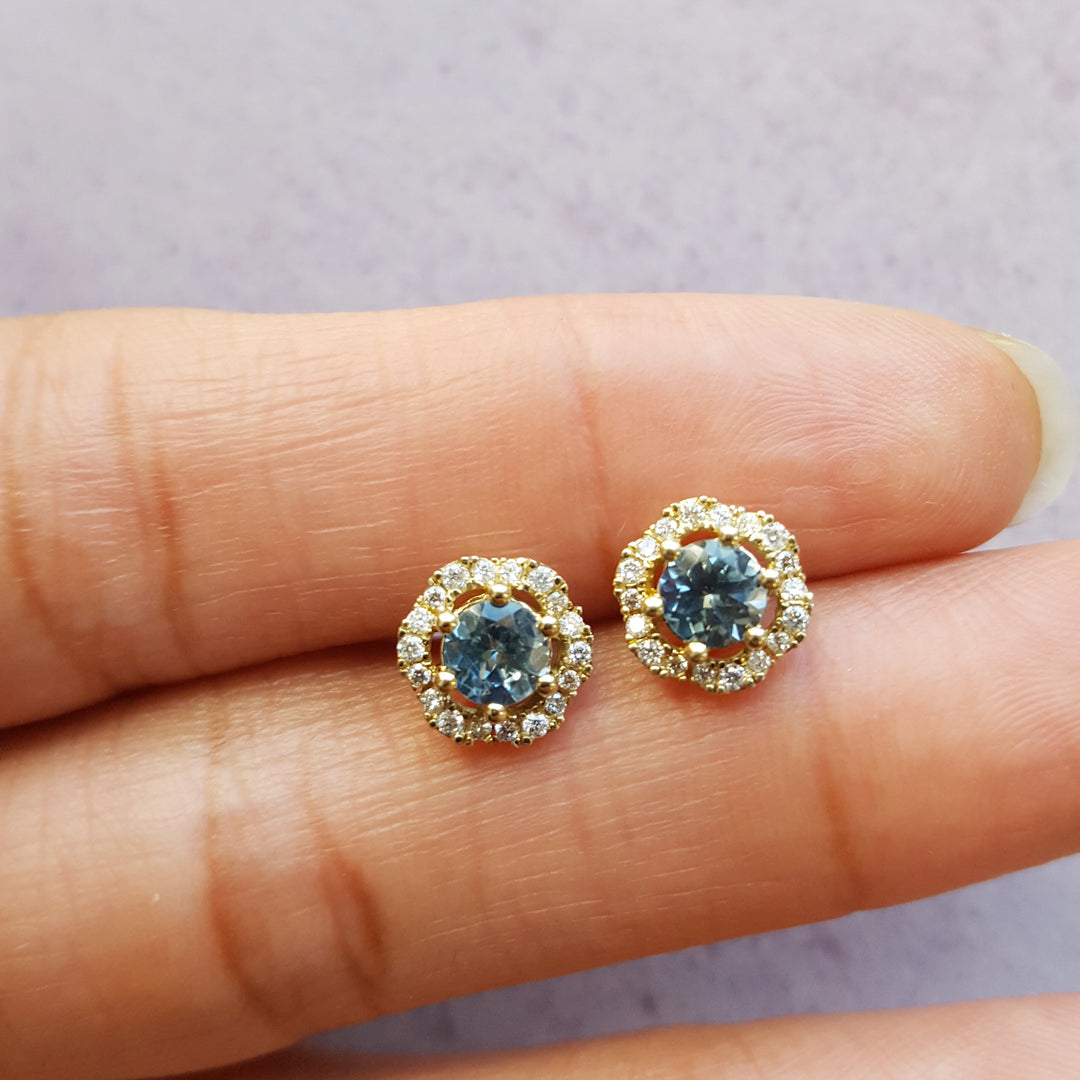 Montana Sapphire Floral Studs