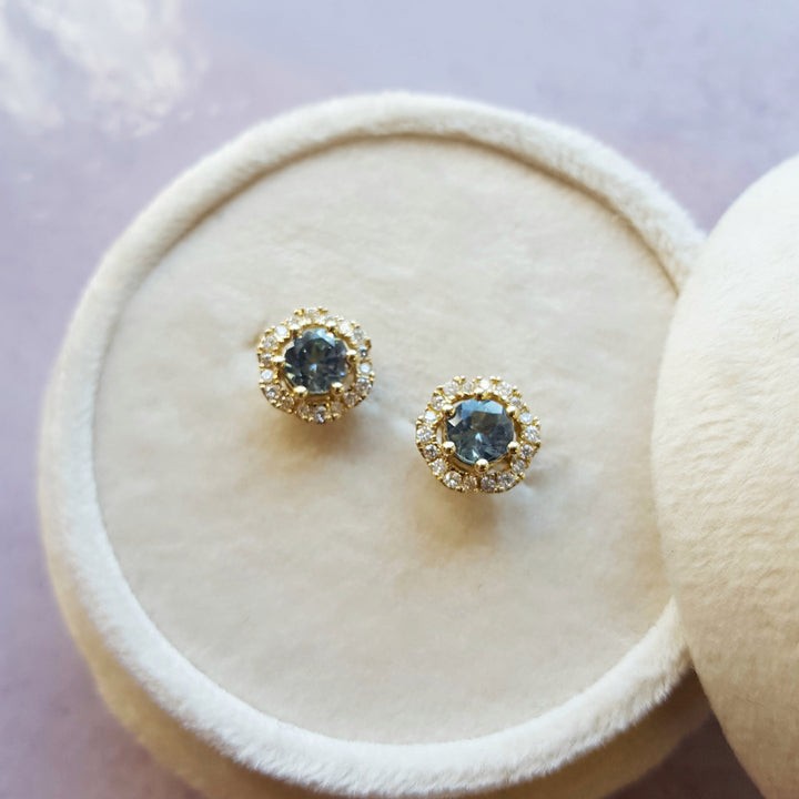 Montana Sapphire Floral Studs