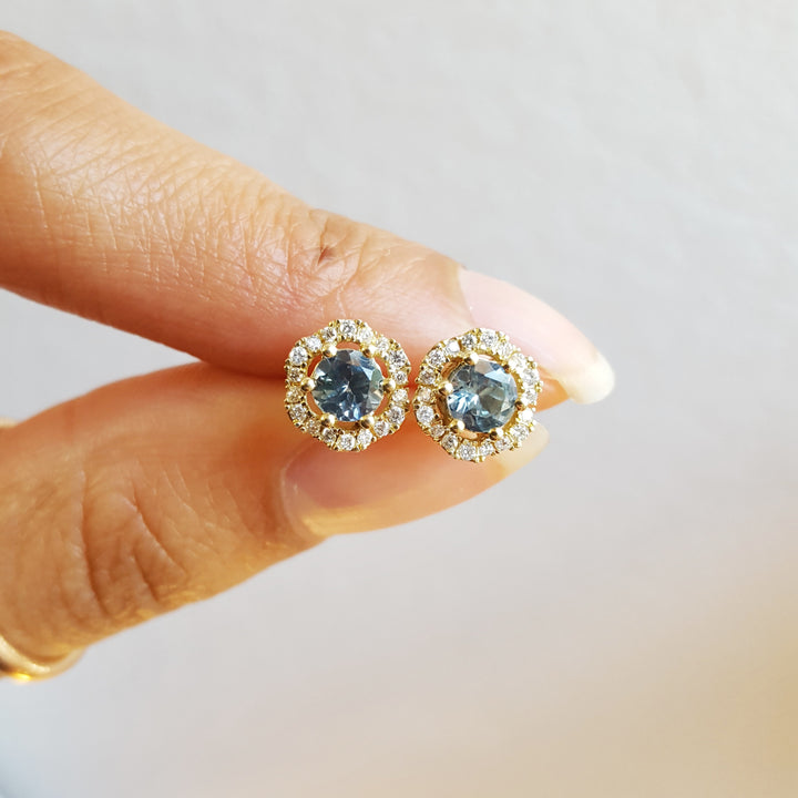 Montana Sapphire Floral Studs