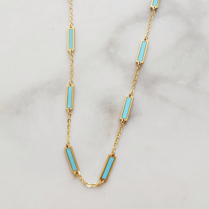 Turquoise and Inlaid Jewelry 17-Stone Turquoise Station Necklace