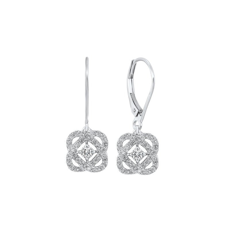  Gems One Diamond Infinity Love Heart Knot Dangle Earrings In 14k White Gold (1/2ctw) ER10447-4WF - Sami Fine Jewelry