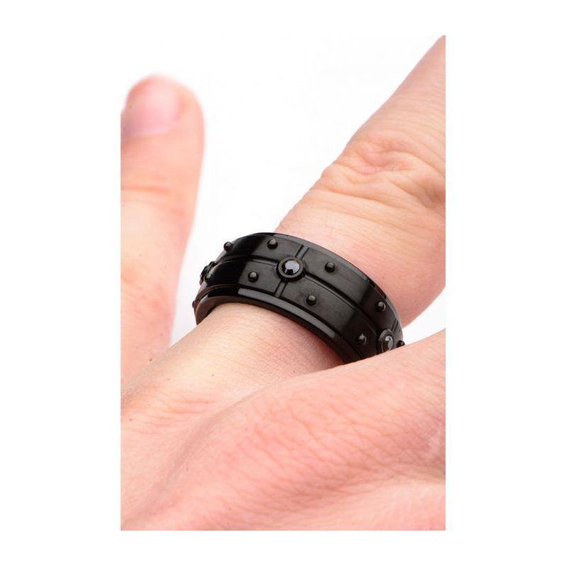 INOX Jewelry 2.5mm Black Genuine Diamond Black IP Ring