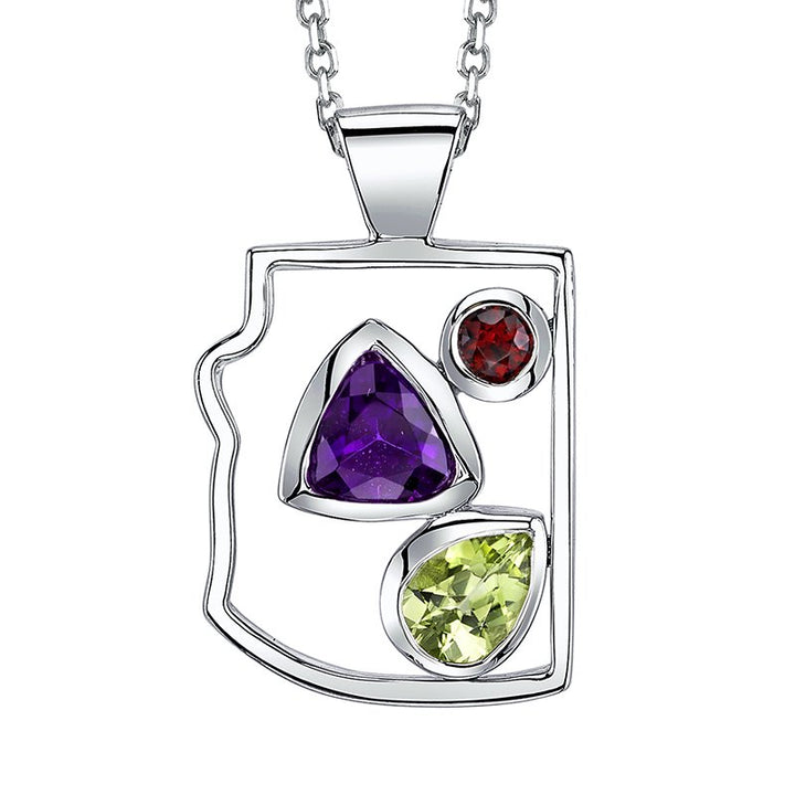 Arizona Amethyst Silver Jewelry Sterling Silver AZ State Pendant