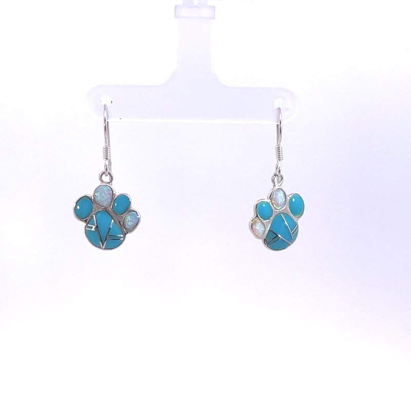 Arizona Turquoise and Inlaid Jewelry Paw Print Earrings