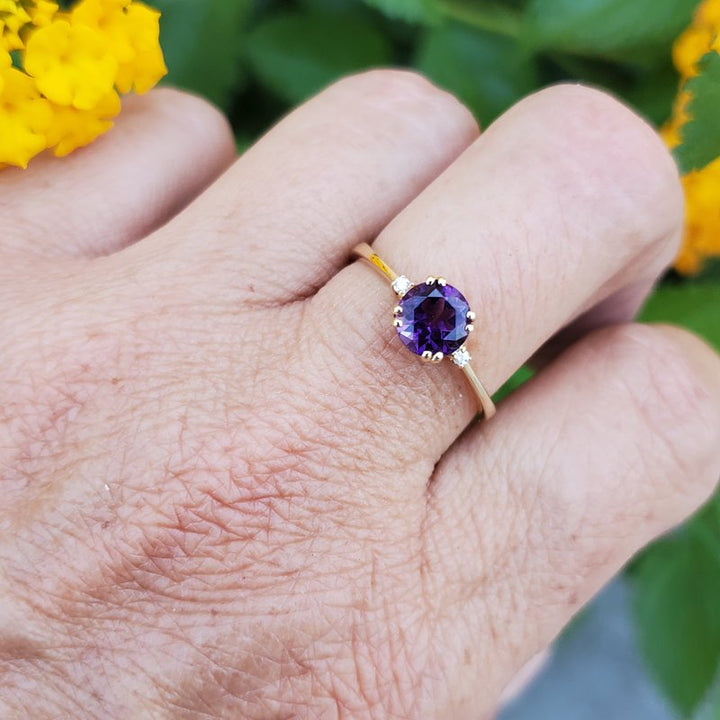 Petite Double Prong Amethyst Ring