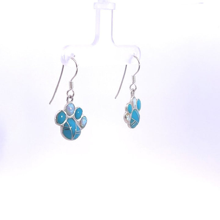 Arizona Turquoise and Inlaid Jewelry Paw Print Earrings