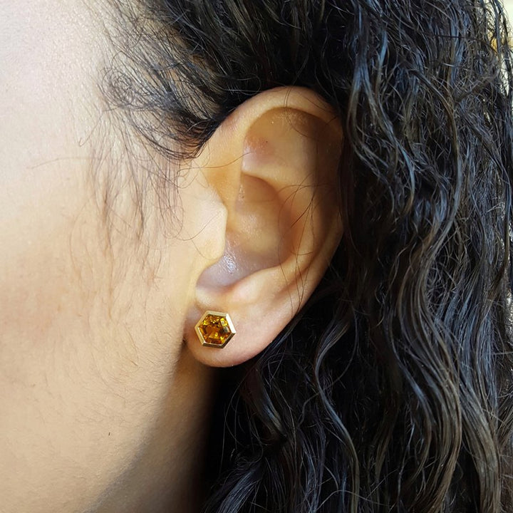 Sami Fine Jewelry Citrine Hexagon Earrings