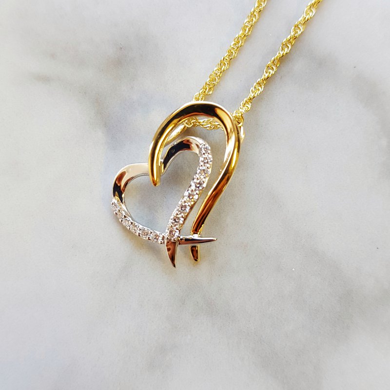 Allison Kaufman Double Heart Diamond Pendant