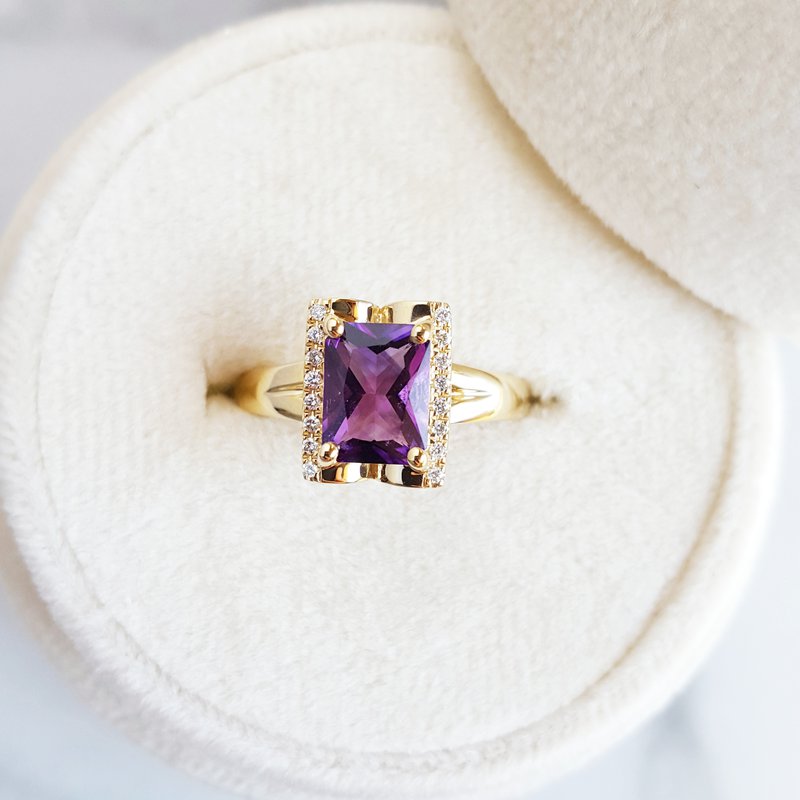   Arizona Amethyst Gold Jewelry Open Book Ring 363357 - Sami Fine Jewelry