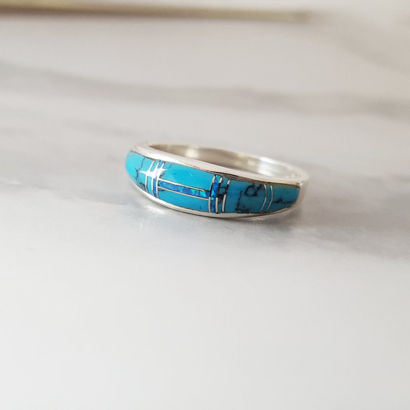 Arizona Turquoise and Inlaid Jewelry Turquoise Tapered Ring 2411195