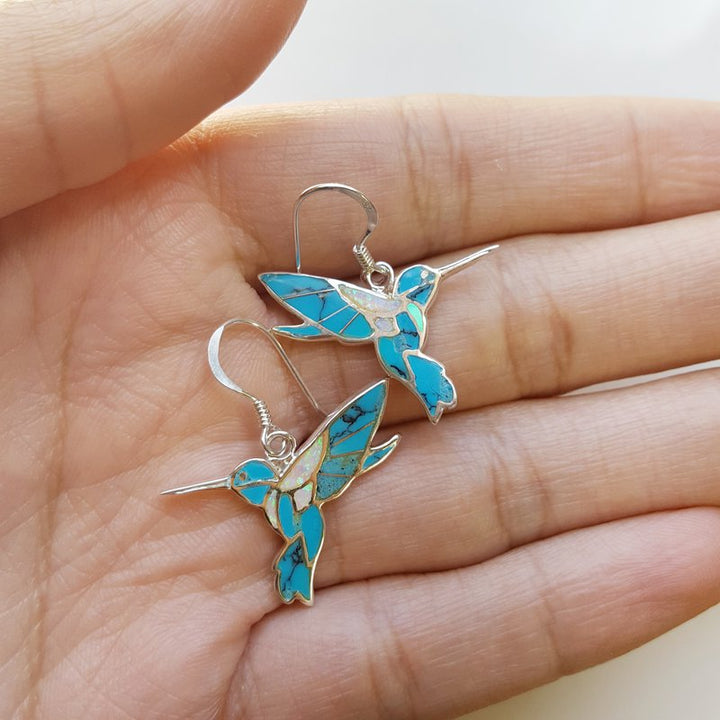 Arizona Turquoise and Inlaid Jewelry Fluttering Hummingbird Earrings