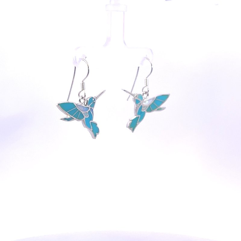 Arizona Turquoise and Inlaid Jewelry Fluttering Hummingbird Earrings