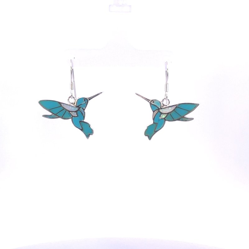 Arizona Turquoise and Inlaid Jewelry Fluttering Hummingbird Earrings