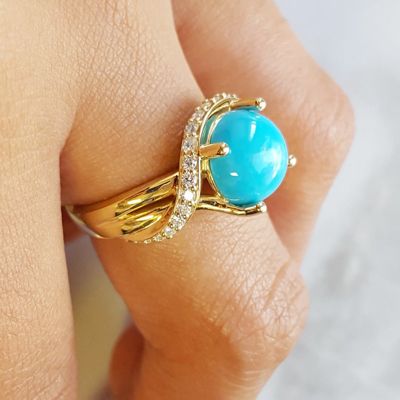 American Gem Collection New Mexico Turquoise Swirl Sphere Ring