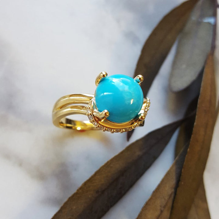 American Gem Collection New Mexico Turquoise Swirl Sphere Ring