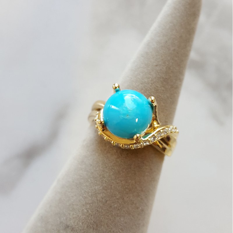 American Gem Collection New Mexico Turquoise Swirl Sphere Ring