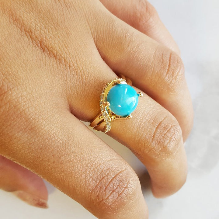 American Gem Collection New Mexico Turquoise Swirl Sphere Ring