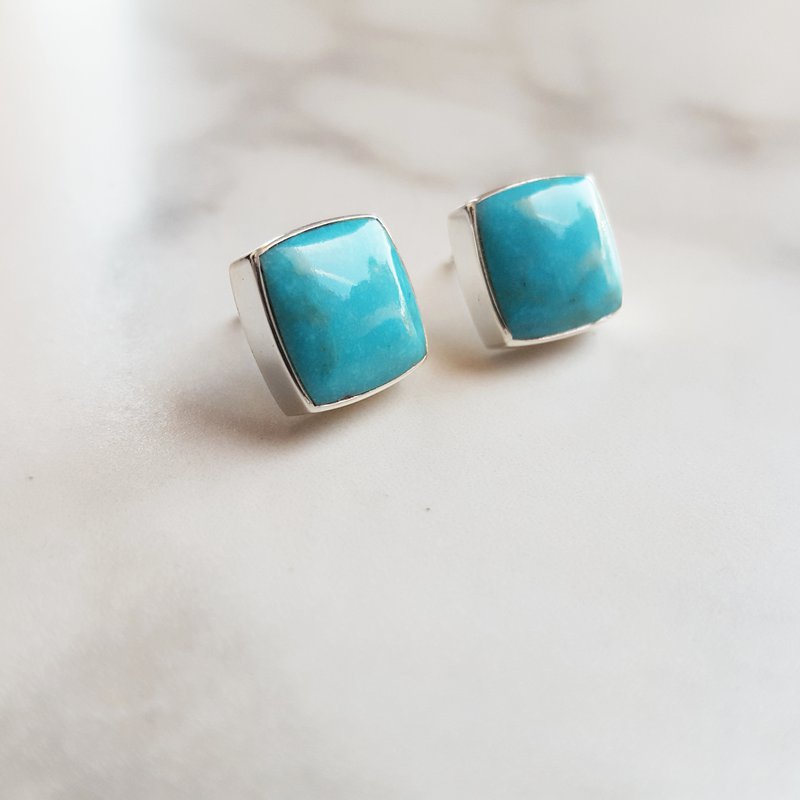 Arizona Turquoise and Inlaid Jewelry Large Natural Turquoise Studs