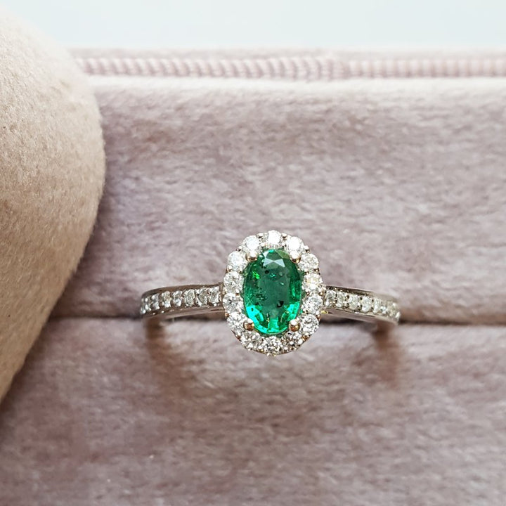 Sami Fine Jewelry Emerald Halo Ring 061435