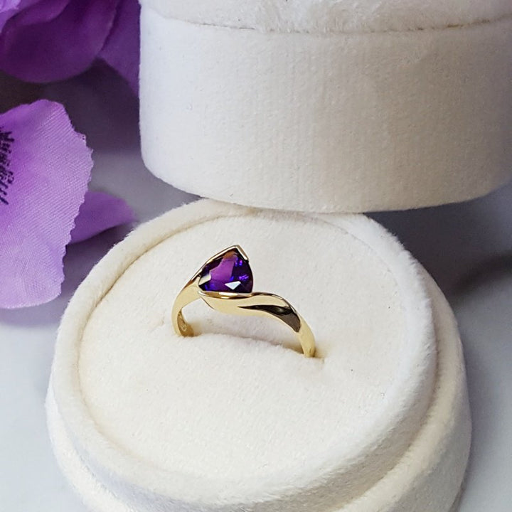 Amethyst Bypass Half Bezel Ring