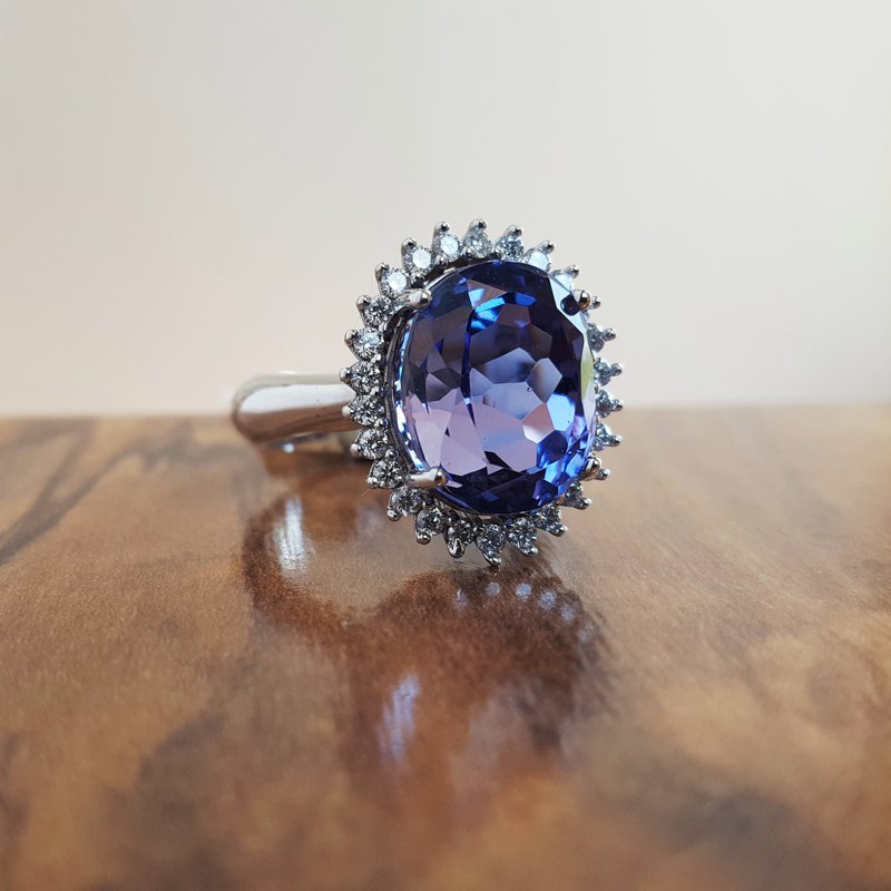 Luxury by Rene Hernandez Tanzanite Halo Ring