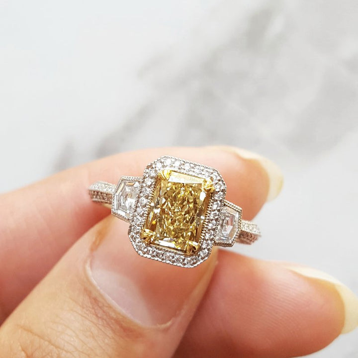 Sami Fine Jewelry Yellow Radiant Diamond Ring 010680