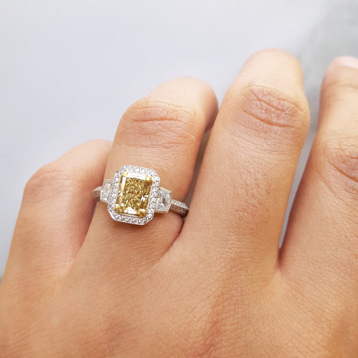 Sami Fine Jewelry Yellow Radiant Diamond Ring