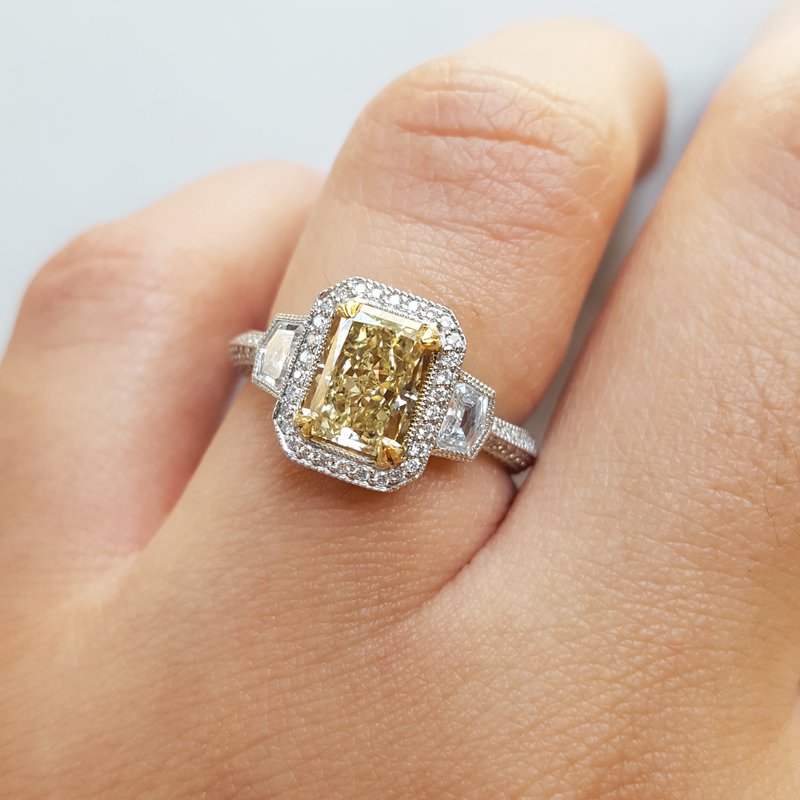 Sami Fine Jewelry Yellow Radiant Diamond Ring