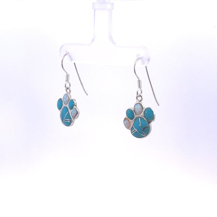 Arizona Turquoise and Inlaid Jewelry Paw Print Earrings